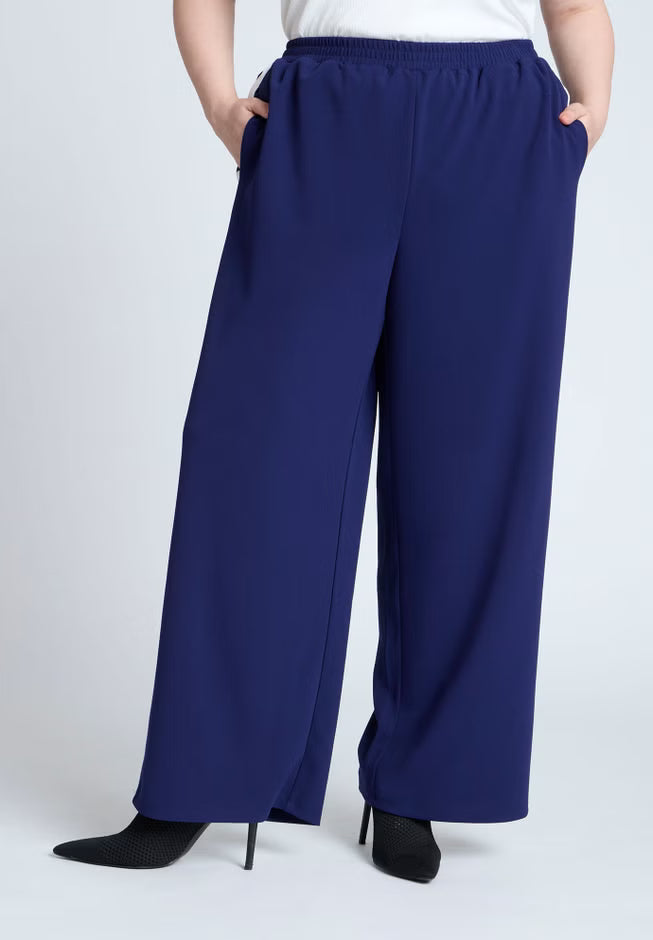 ELOQUII Track Pant With Side Stripe - Navy