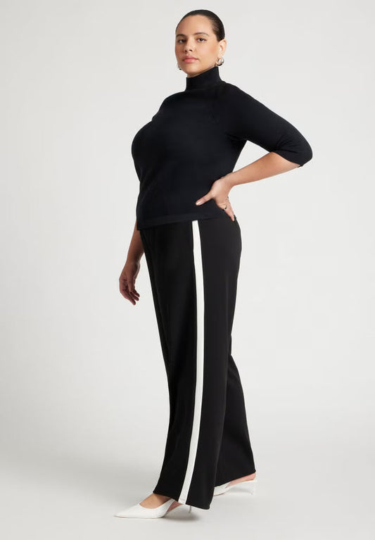 ELOQUII Track Pant With Side Stripe - Black