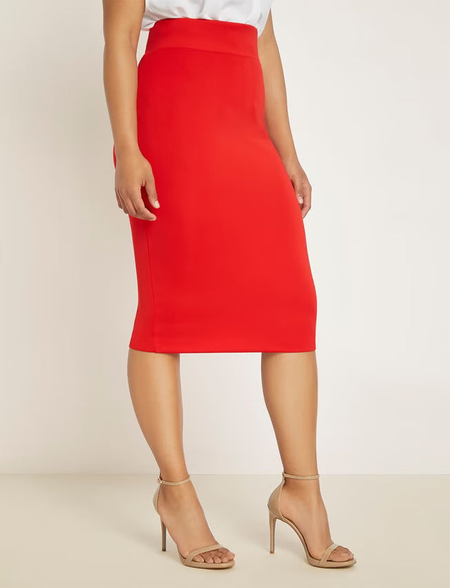 ELOQUII Neoprene Pencil Skirt - Lollipop