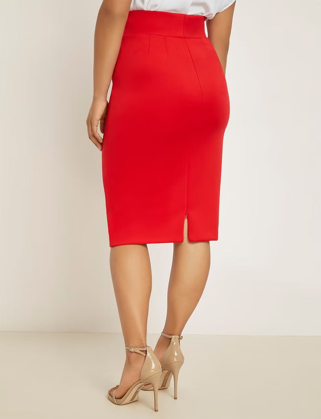 ELOQUII Neoprene Pencil Skirt - Lollipop