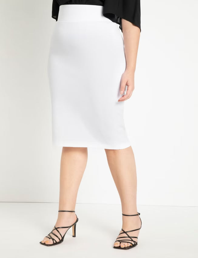 ELOQUII Neoprene Pencil Skirt - True White
