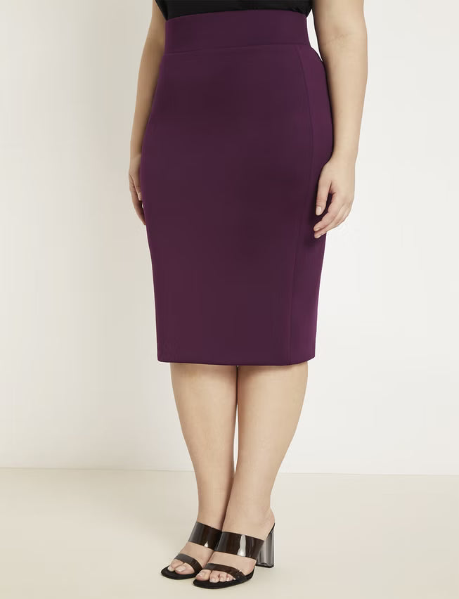 ELOQUII Neoprene Pencil Skirt - Potent Purple