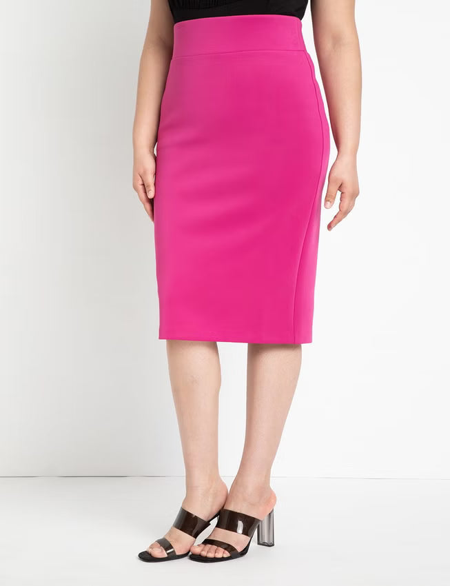 ELOQUII Neoprene Pencil Skirt - Festival Fuchsia