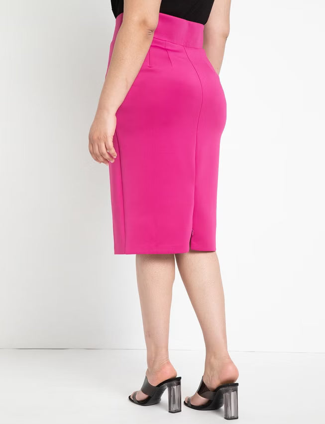 ELOQUII Neoprene Pencil Skirt - Festival Fuchsia