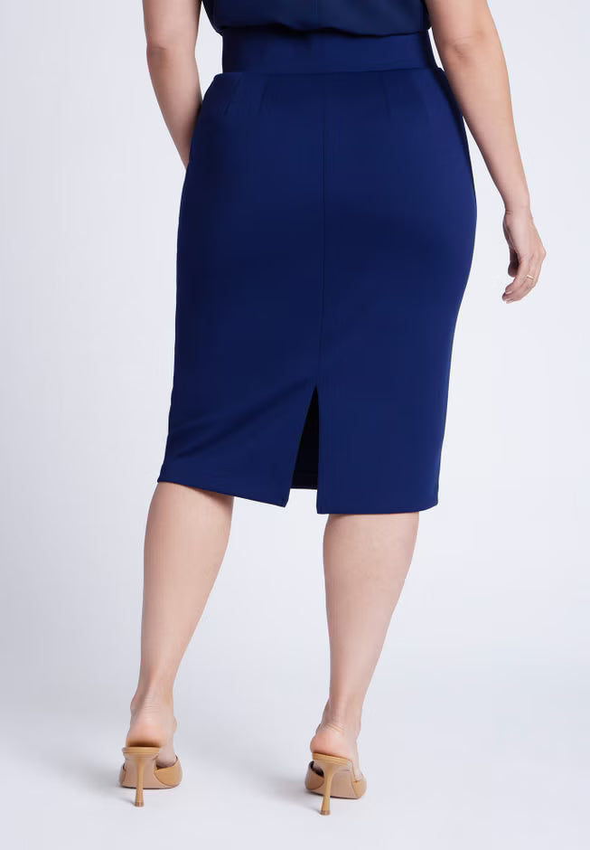 ELOQUII Neoprene Pencil Skirt - Ocean Cavern