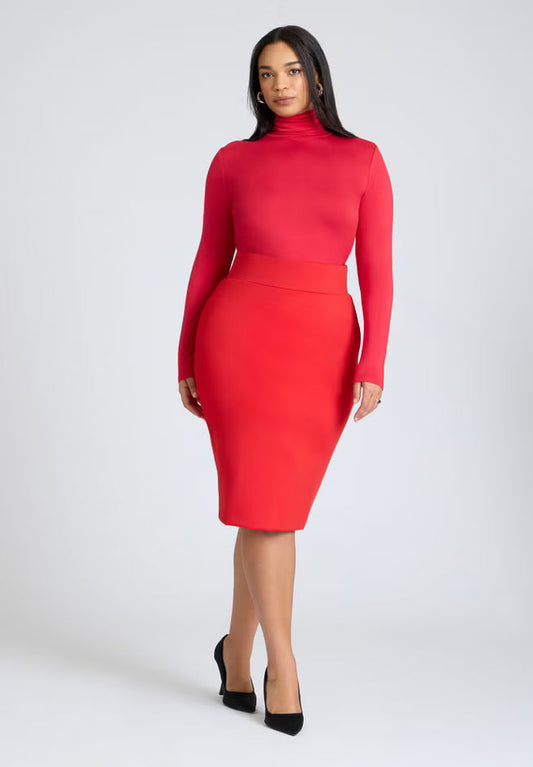 ELOQUII Neoprene Pencil Skirt - Lollipop