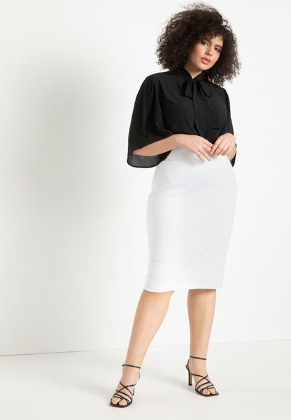 ELOQUII Neoprene Pencil Skirt - True White