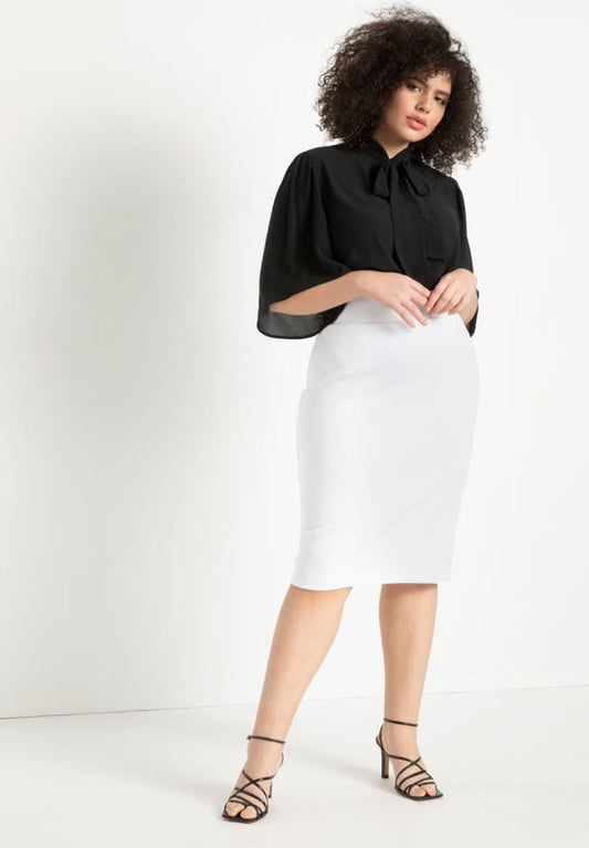 ELOQUII Neoprene Pencil Skirt - True White