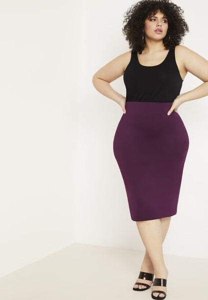 ELOQUII Neoprene Pencil Skirt - Potent Purple