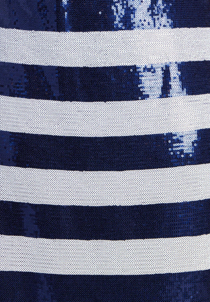 ELOQUII Sequin Striped Midi Skirt - Navy And White Stripe