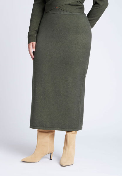 ELOQUII Sweater Column Skirt - Green Jacket Heather