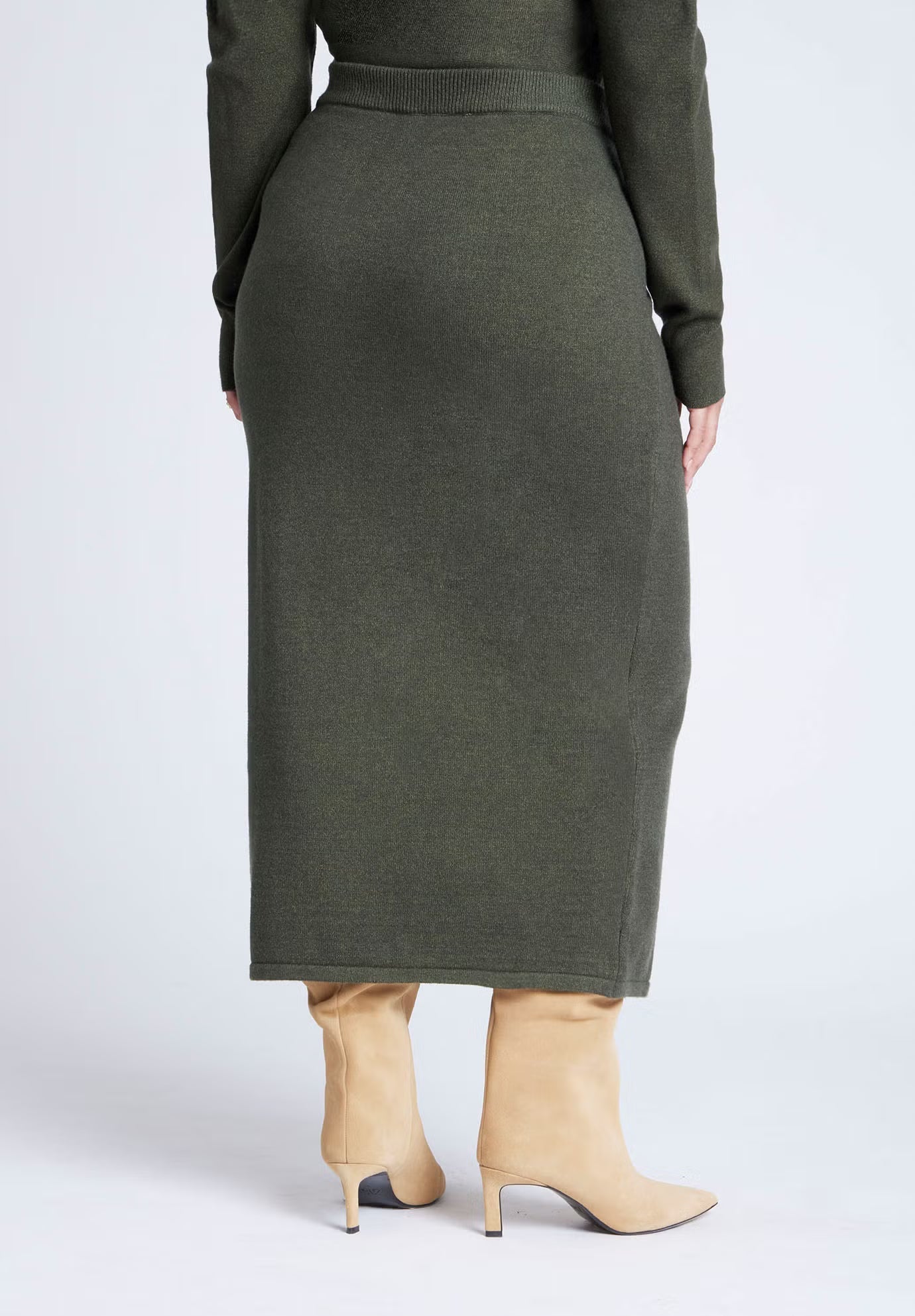 ELOQUII Sweater Column Skirt - Green Jacket Heather