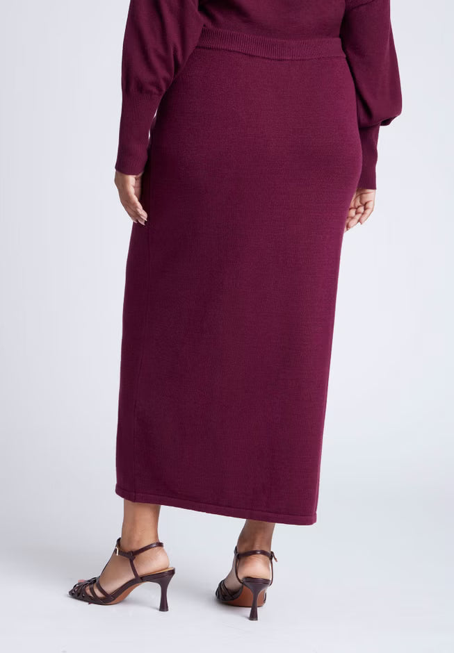 ELOQUII Sweater Column Skirt - Burgundy
