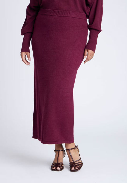 ELOQUII Sweater Column Skirt - Burgundy