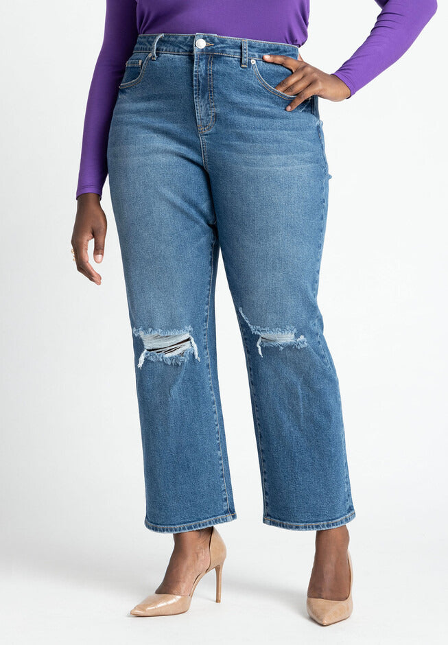 ELOQUII Women's The Naomi Comfort Stretch Straight Jean