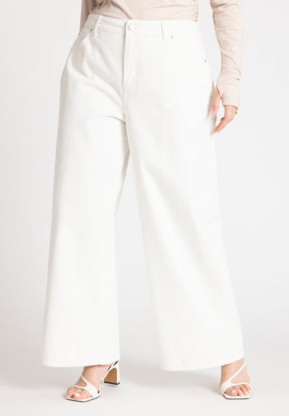 ELOQUII The Yvette Rigid Wide Leg Jean - White