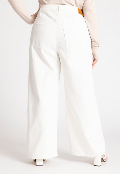 ELOQUII The Yvette Rigid Wide Leg Jean - White
