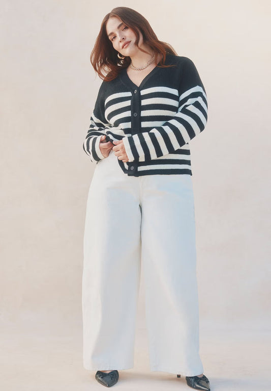 ELOQUII The Yvette Rigid Wide Leg Jean - White