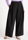 ELOQUII Pleat Detail Trouser With Long Belt - Black Onyx