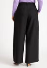 ELOQUII Pleat Detail Trouser With Long Belt - Black Onyx