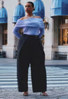 ELOQUII Pleat Detail Trouser With Long Belt - Black Onyx