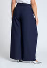 ELOQUII Pleat Detail Trouser With Long Belt - Navy