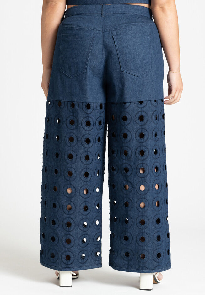 ELOQUII Women's Circular Cutout Denim Pant