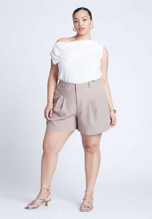 ELOQUII The Fluid Crepe Short - Mocha Meringue