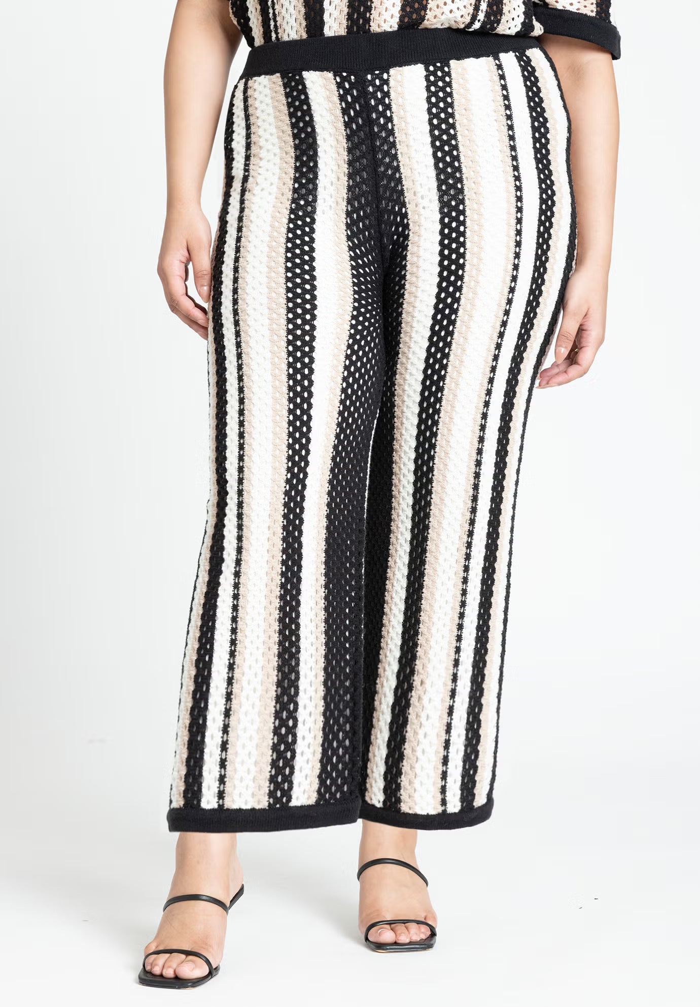 ELOQUII Crochet Pull On Pant - Muse Stripe