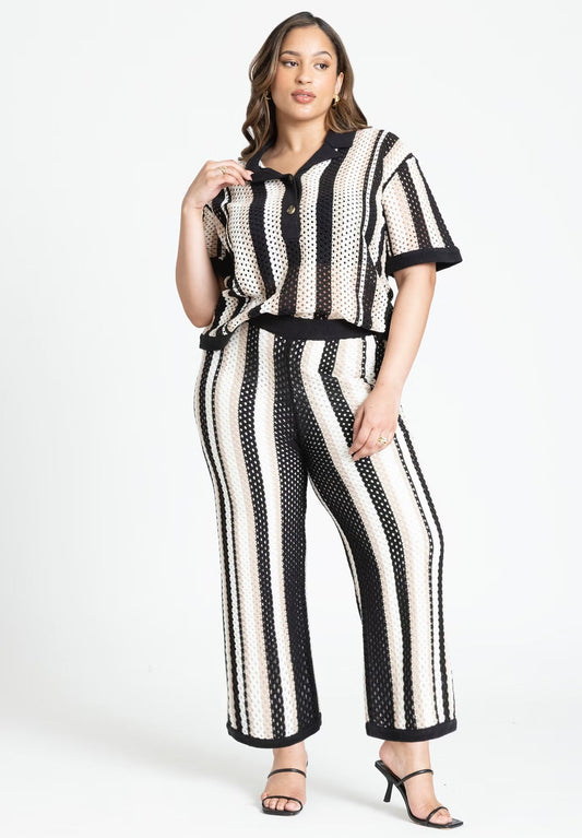 ELOQUII Crochet Pull On Pant - Muse Stripe