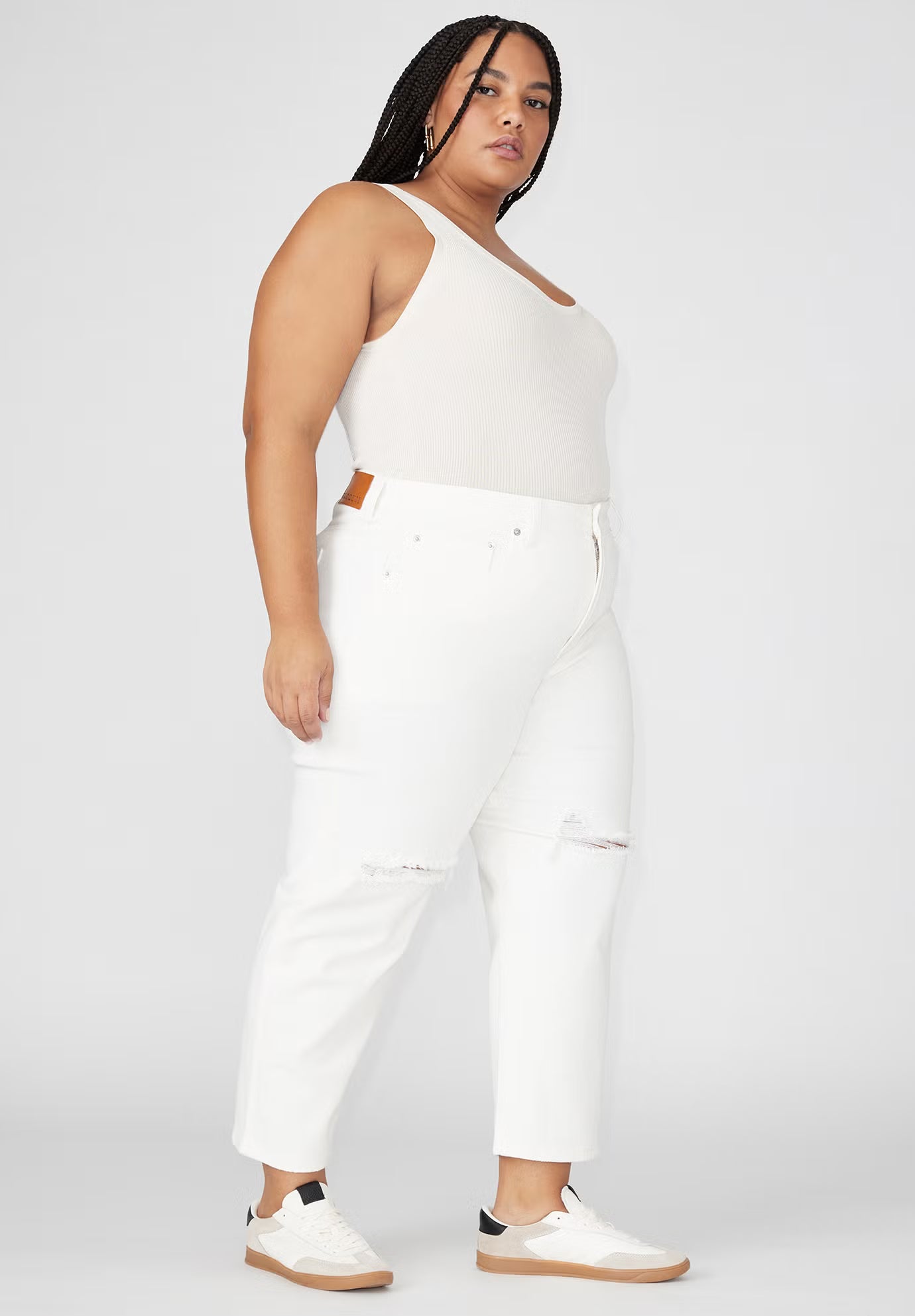 ELOQUII The Naomi Comfort Stretch Straight Leg Jean Crop - White