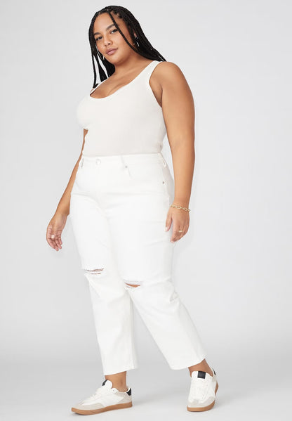 ELOQUII The Naomi Comfort Stretch Straight Leg Jean Crop - White