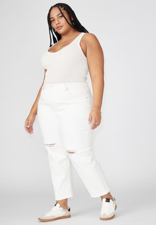 ELOQUII The Naomi Comfort Stretch Straight Leg Jean Crop - White