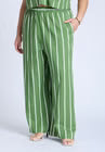 ELOQUII Wide Leg Striped Linen Blend Pant - Willow Bough Stripe