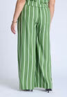 ELOQUII Wide Leg Striped Linen Blend Pant - Willow Bough Stripe