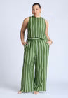 ELOQUII Wide Leg Striped Linen Blend Pant - Willow Bough Stripe