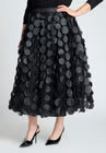 ELOQUII Dimensional Dot Full Skirt - Black Onyx