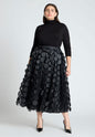 ELOQUII Dimensional Dot Full Skirt - Black Onyx