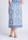 ELOQUII Border Print Midi Skirt - Azulejo