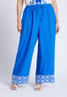 ELOQUII Embroidered Hem Pull On Pant - Nautical Blue
