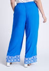 ELOQUII Embroidered Hem Pull On Pant - Nautical Blue