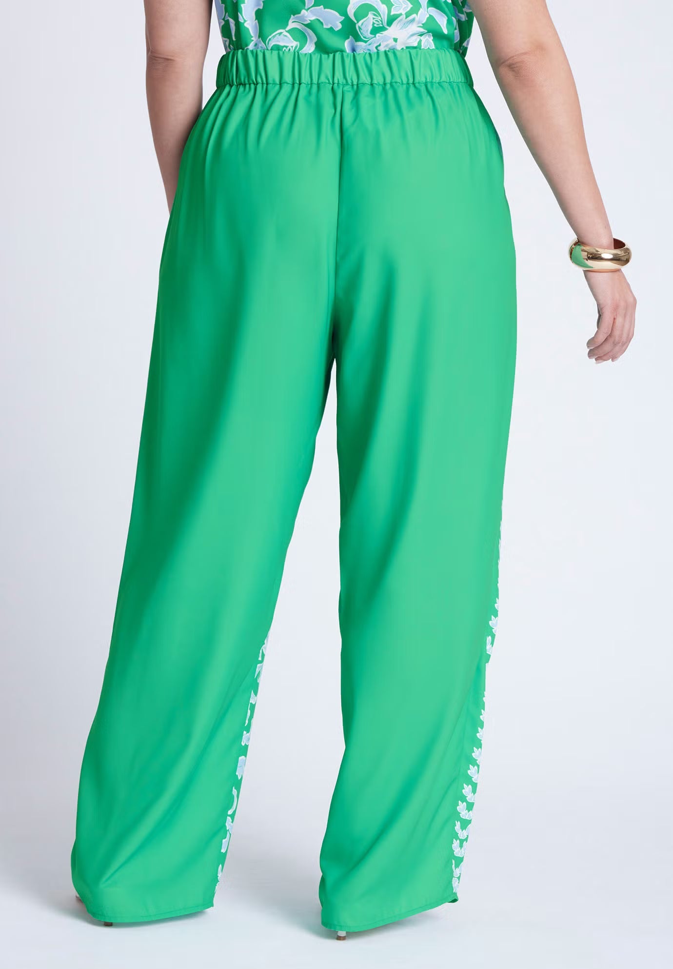 ELOQUII Placed Print Pull On Pant - Seaside Garden
