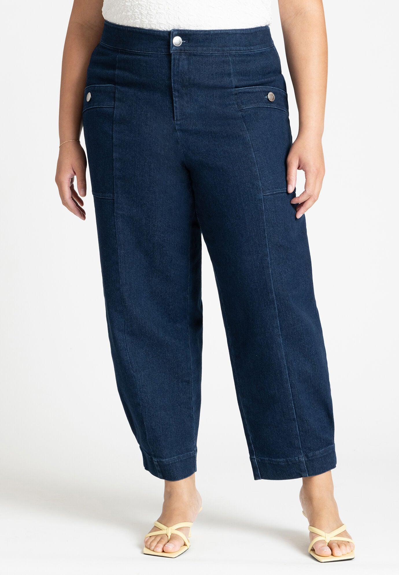 ELOQUII Women's Patch Pocket Denim Trouser