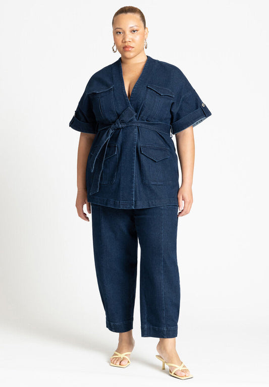 ELOQUII Women's Patch Pocket Denim Trouser