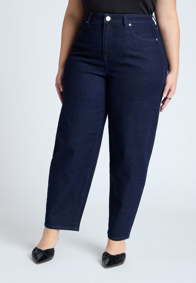 ELOQUII The Barrel Leg Jean - True Dark Rinse Denim