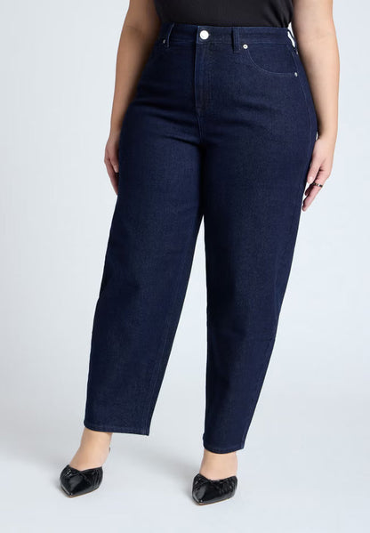 ELOQUII The Barrel Leg Jean - True Dark Rinse Denim