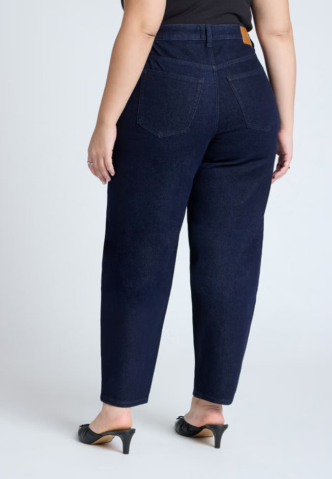 ELOQUII The Barrel Leg Jean - True Dark Rinse Denim