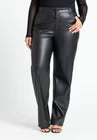 ELOQUII Slit Hem Faux Leather Pant - Black Onyx