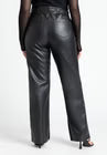 ELOQUII Slit Hem Faux Leather Pant - Black Onyx
