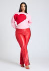 ELOQUII Slit Hem Faux Leather Pant - Barbados Cherry